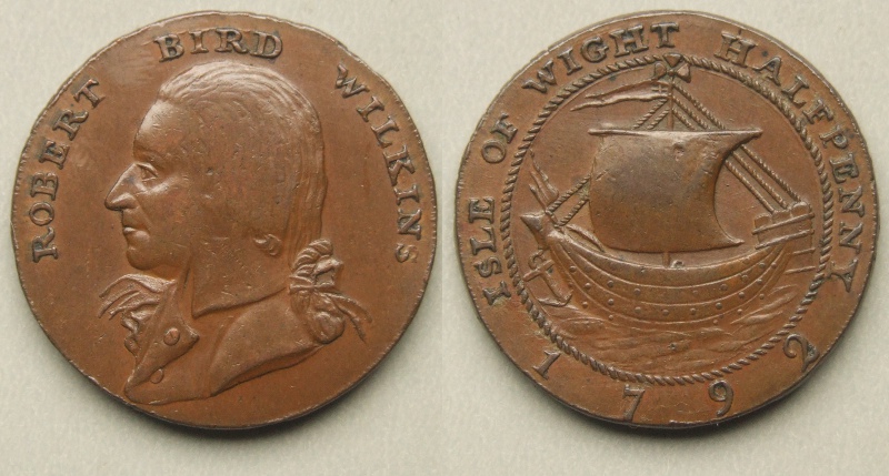 Hampshire, Newport Robert Bird Wilkins halfpenny token 1792 Hampshire, Newport Robert Bird Wilkins halfpenny token 1792